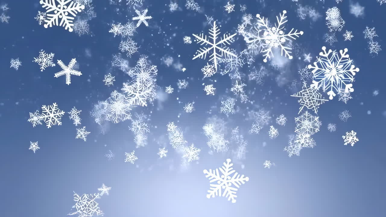 copos de nieve cayendo sobre un fondo azul