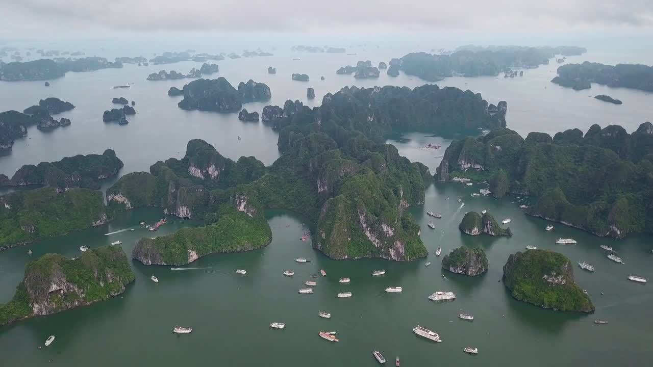 Epic video of endless ships and islands in Halong Bay Vietnam
