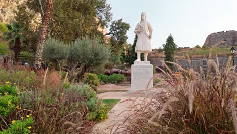 marble statue of staikos staikopoulos greek revolutionary hero below palamidi fortress