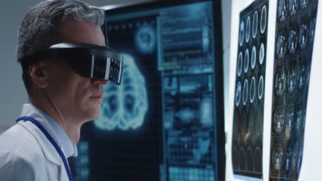 doctor using vr headset in medical setting