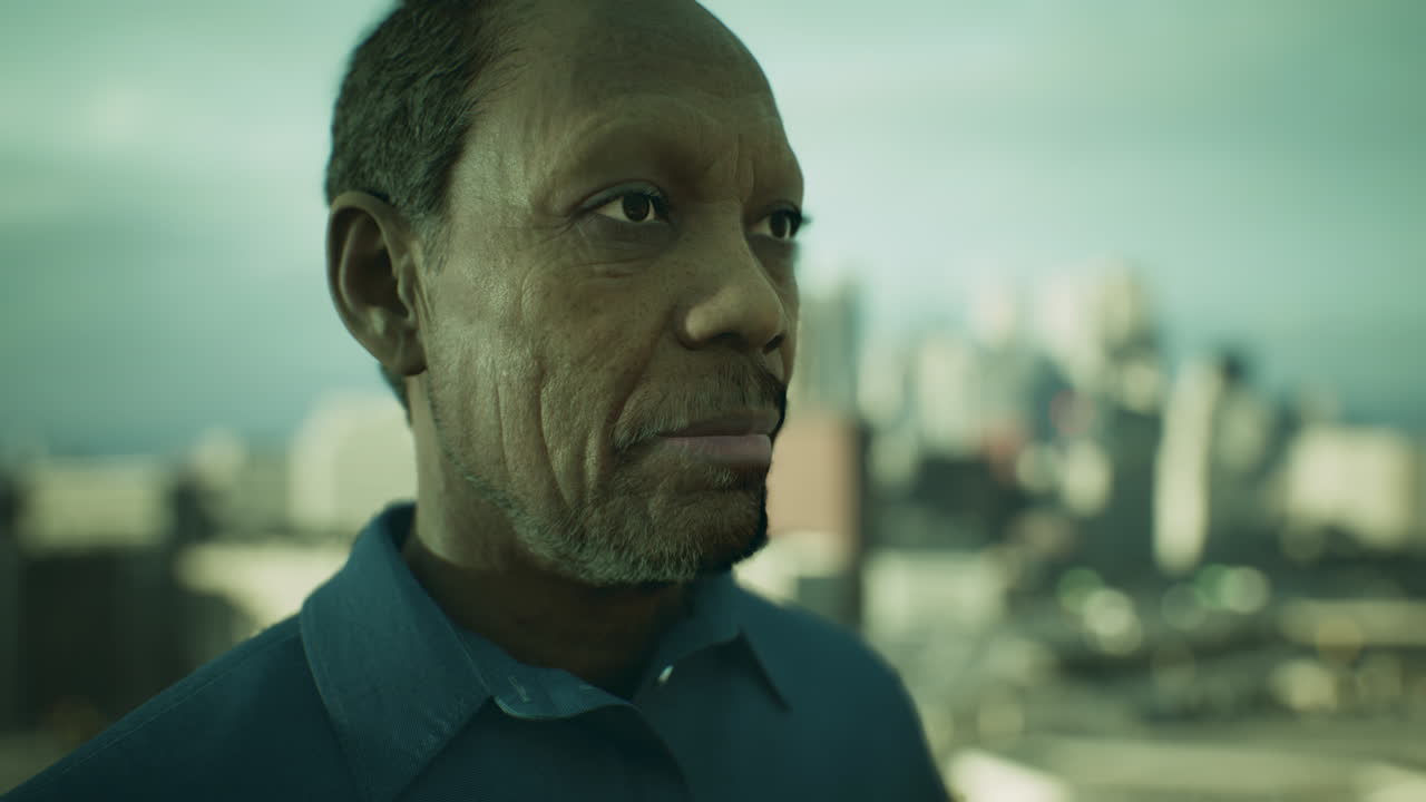 alter afrikanisch-amerikanischer mann am tag im freien