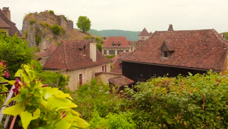 Historic Village In The Rocky Hills At Saint-Cirq-Lapopie In France. Static Shot