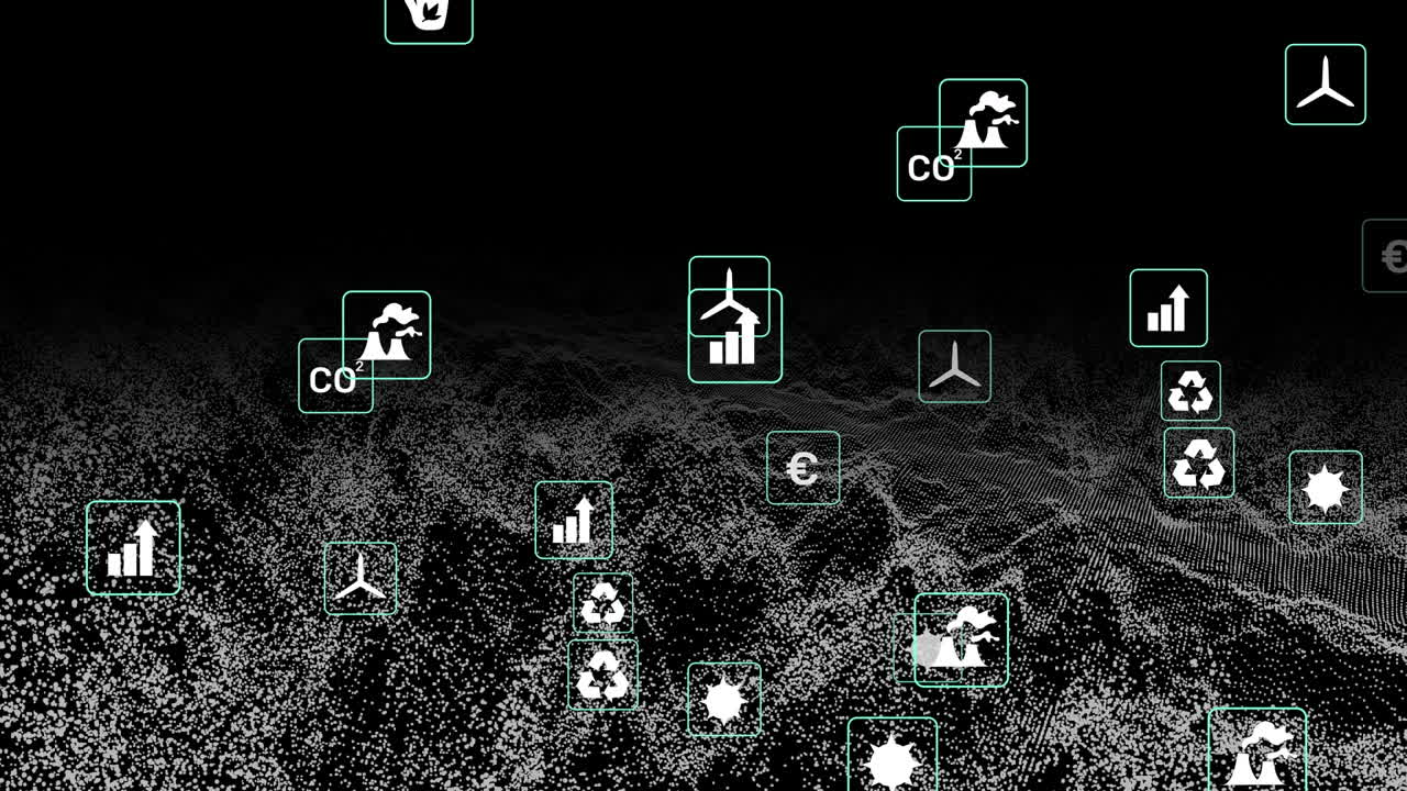연결 네트워크를 통해 생태 및 녹색 에너지 아이콘의 애니메이션