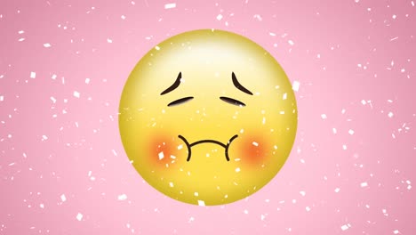 animation of embarrassed emoji icon on pink background