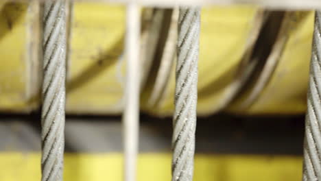 close-up of industrial wire ropes and pulleys