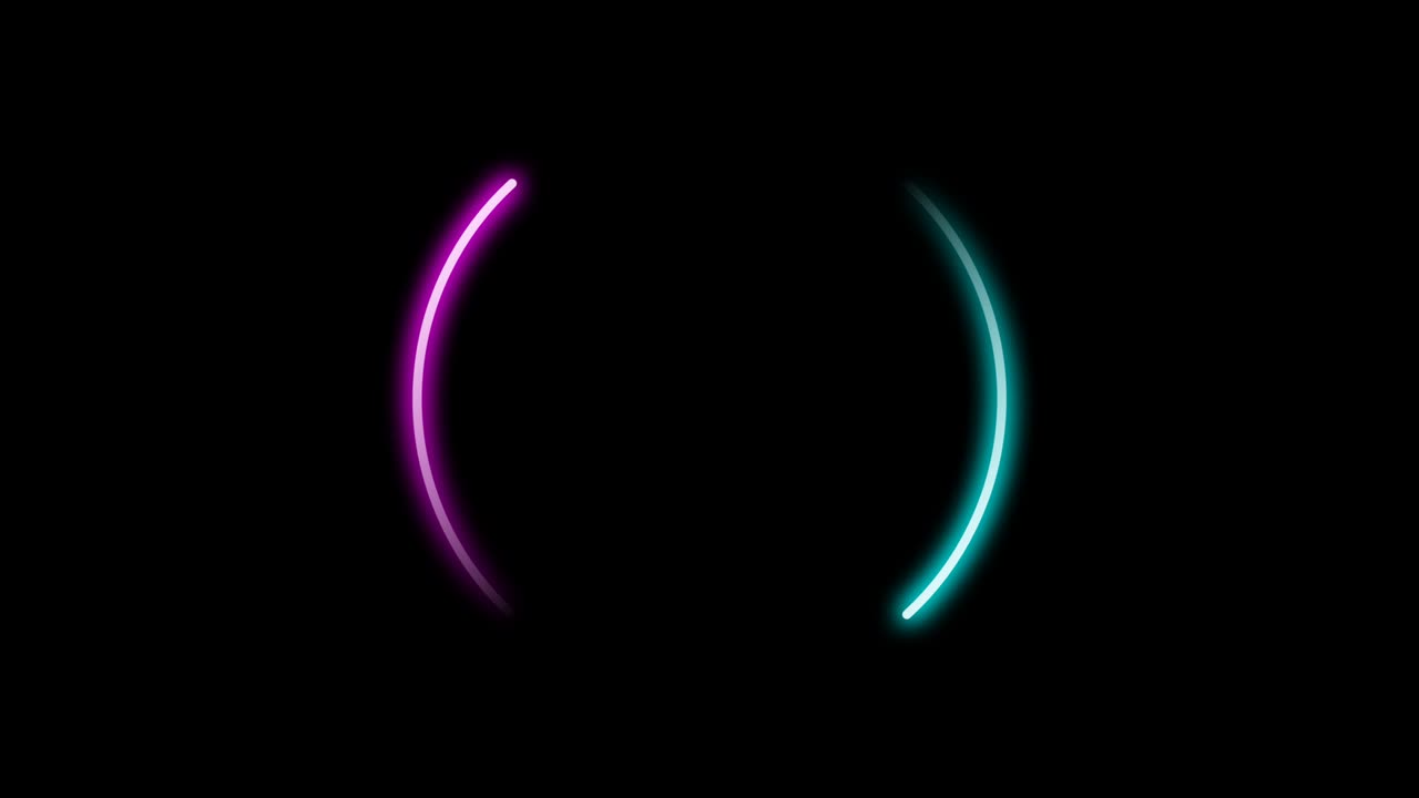 검은 바탕에 고립 된 원형 움직임으로 파란색과 분홍색 선을 움직이는 3d.