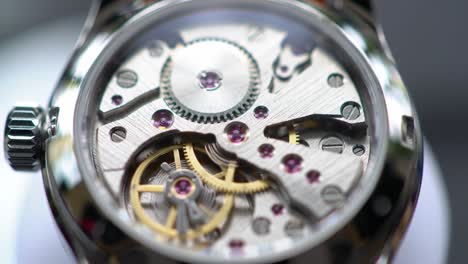close-up of a watch movement
