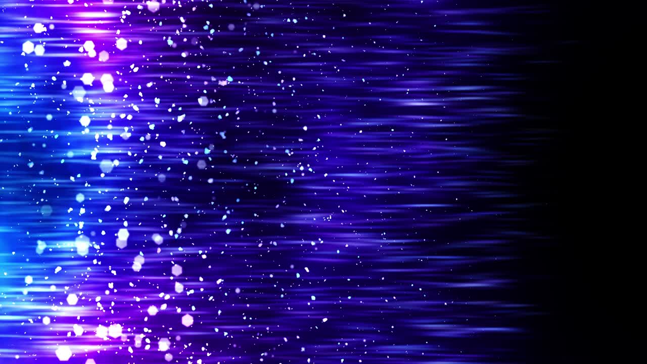 lujosas luces brillantes con partículas parpadeantes. brillo animación de bucle vintage. circular. hexagonal. lineal. concepto de decoraciones de pantalla. azul y púrpura.