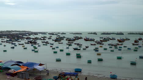 mui ne, vietnam, view traditional fishing boats floating in the see 02