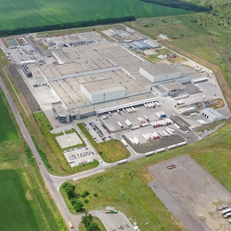 aerial view of industrial buildings