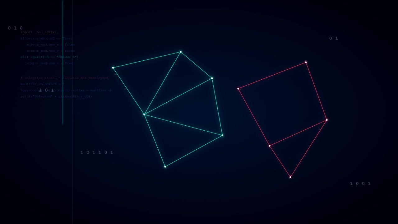 Abstract Digital Network Visualization with Geometric Shapes and Programming Code
