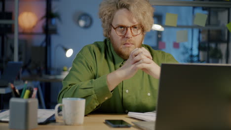 focused businessman at night
