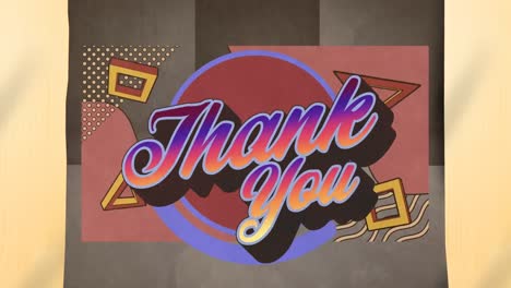 Animation-of-thank-you-text-in-colourful-letters-over-moving-brown-and-yellow-shapes