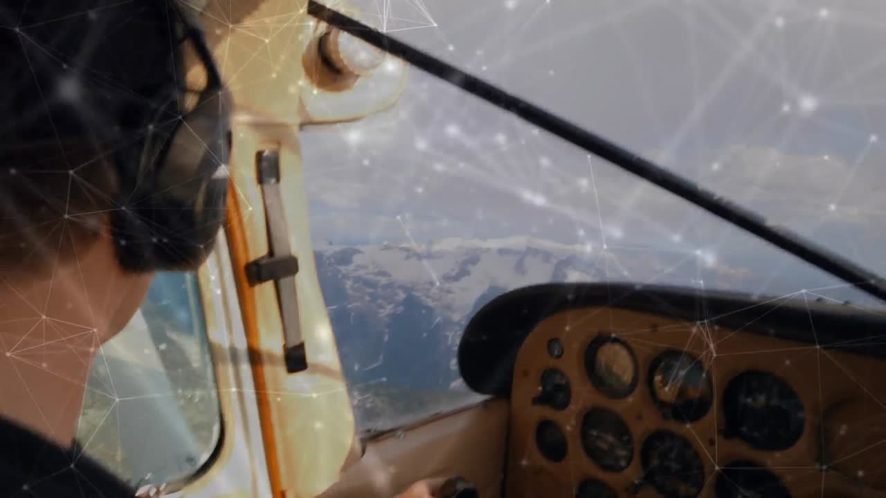 비행기 위의 연결 네트워크의 애니메이션