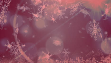 animación de nieve cayendo sobre el fondo con bokeh y filtro rojo