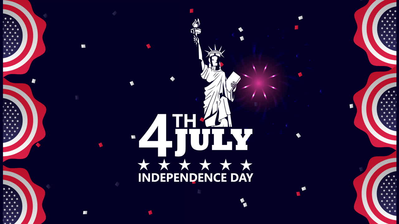 celebración del día de la independencia de los estados unidos con banderas y la estatua de la libertad