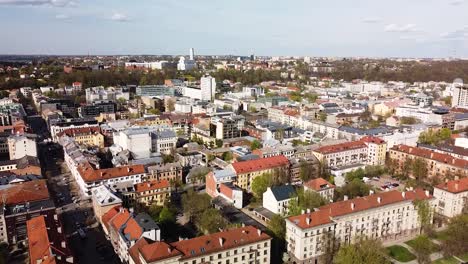 aerial panoramic view of kaunas city downtown