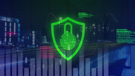 seguridad digital 3d con huella digital y candado
