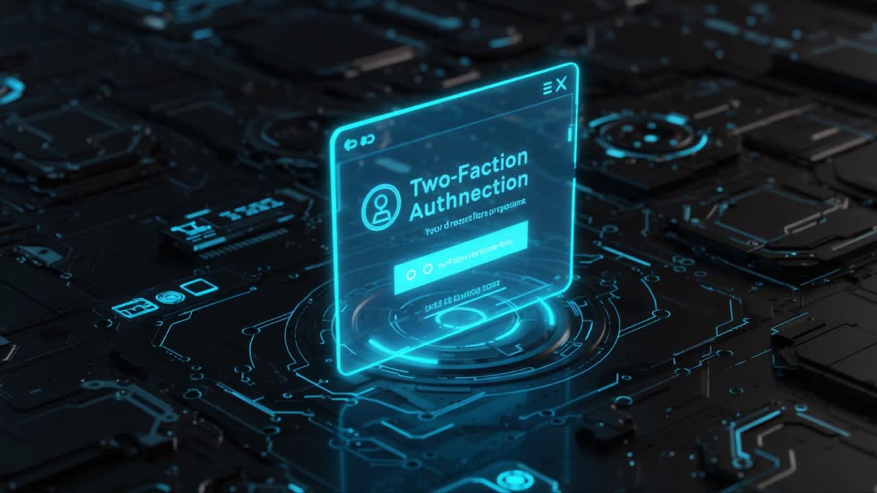 Exploring the Technological Landscape of Cybersecurity: Two-Factor Authentication Interface Displayed on a Futuristic Digital Background
