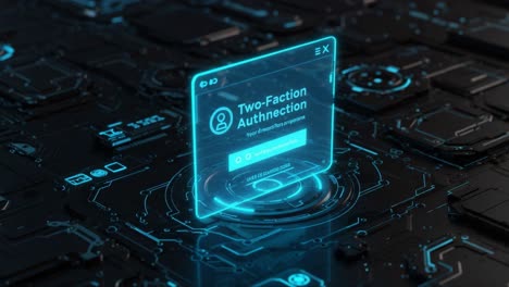 exploring the technological landscape of cybersecurity: two-factor authentication interface displayed on a futuristic digital background