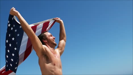 Man-running-with-american-flag