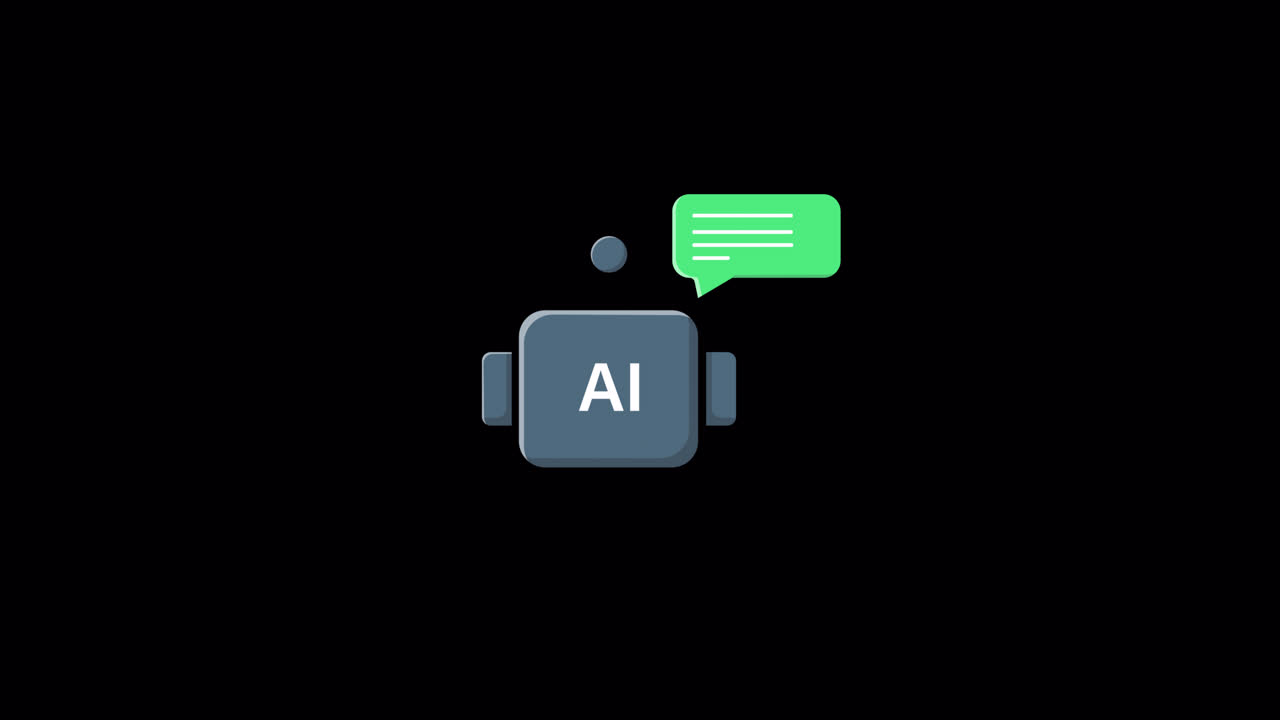Animated AI Robot Chatbot Icon with Speech Bubble