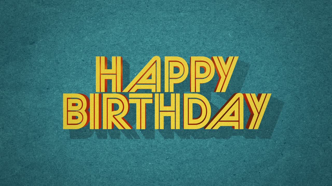 tarjeta de cumpleaños encantadora y simple con letras recortadas en fondo azul