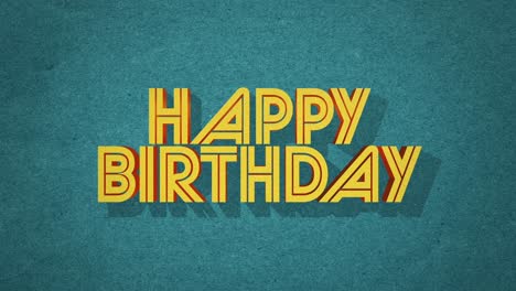 charming and simple birthday card with cutout letters on blue background