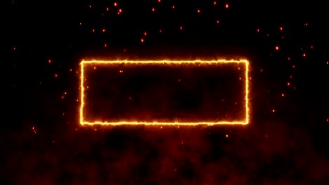 4k fire sparkly glowing frame with copy space on dark background and red heat background. motion graphic and animation wallpaper.