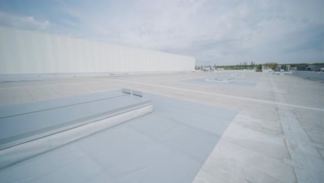 the air conditioning and ventilation system of a large industrial facility is located on the roof. it includes an air conditioner, smoke exhaust, and ventilation.