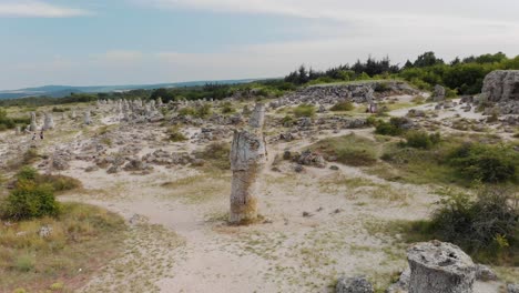 Aerial-parallax-shot-of-ancient-ruins,-Bulgaria