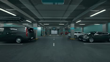 estacionamiento subterráneo con automóviles. estacionamiento bajo tierra moderno. estacionamiento moderno interior completo. estacionamiento subaterráneo escena de garaje