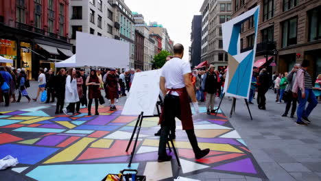 Street Artists Creating a Colorful Mural