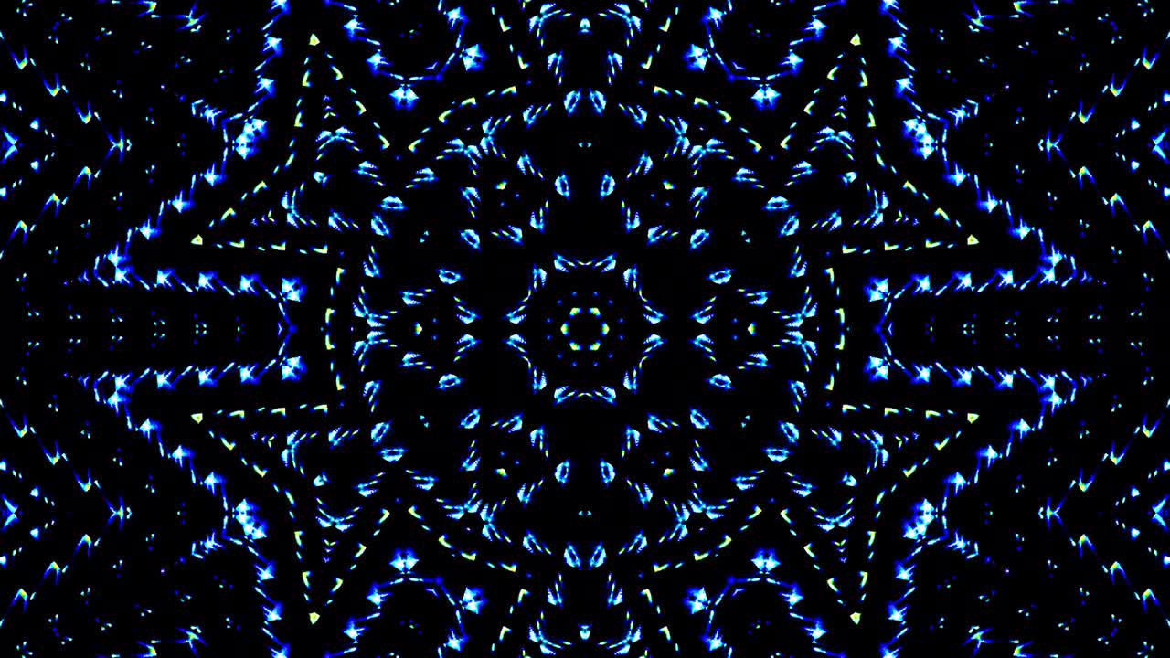 onda de luz puntos abstractos conjunto de color azul caleidoscopio fondo negro