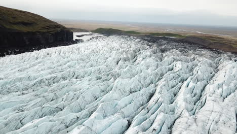 aerial view on glacial ice formation in iceland highland