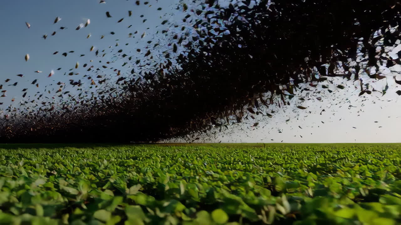 Foglie che cadono in un campo