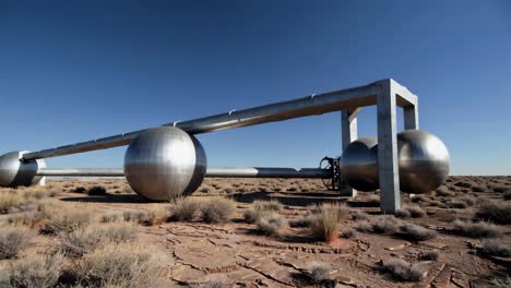 modern metal sculpture in a desert landscape