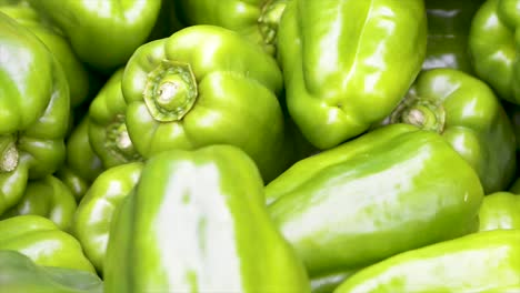 pimientos verdes a la venta en la feria libre, plano panorámico