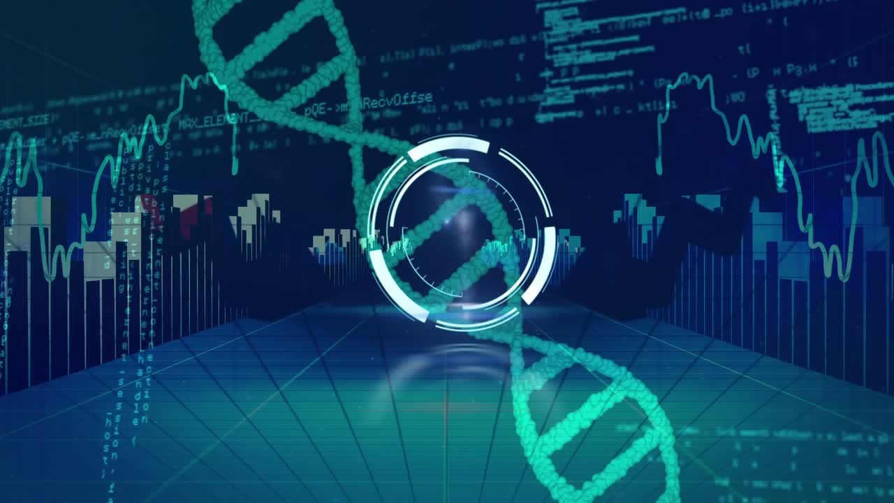 Animation of data processing over dna strand