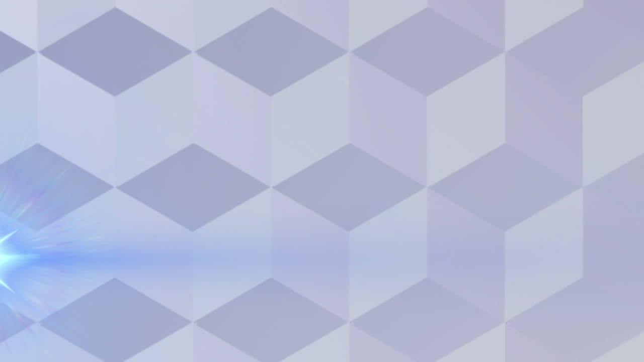 animación digital de un punto de luz contra formas 3d abstractas sobre un fondo gris