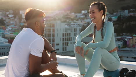 fitness, couple and fist bump for sports exercise