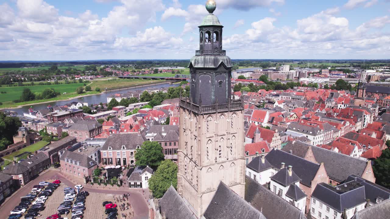 Aerial View of Martinitoren and Groningen Cityscape