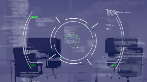 Scope-Scannen-Und-Datenverarbeitung-Gegen-Leeres-Büro