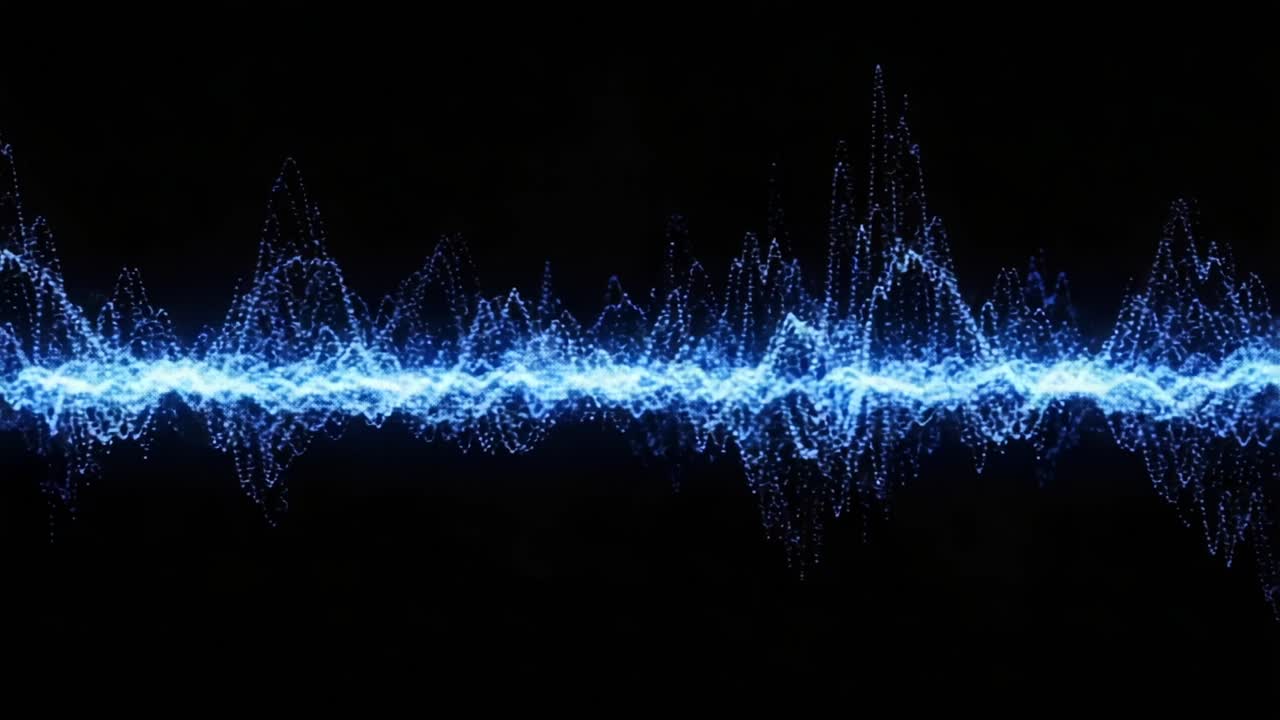 Dynamic Visualization of Audio Frequency Waves in Stunning Blue Hues Captured in a Digital Format, Illustrating Sound's Transformative Nature and Fluidity