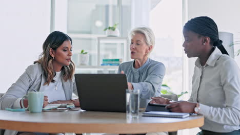 training, women and business meeting with laptop