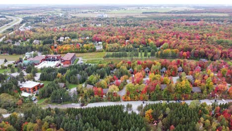 enjoy breathtaking drone footage capturing scenic views of a neighborhood, forest, powerline, and highway, providing a mesmerizing aerial perspective