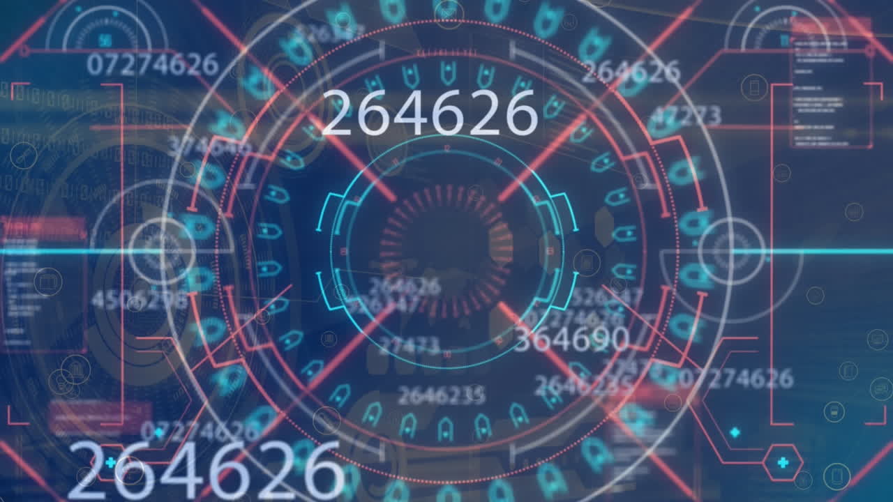 animación de escaneo de alcance con procesamiento de datos en fondo negro