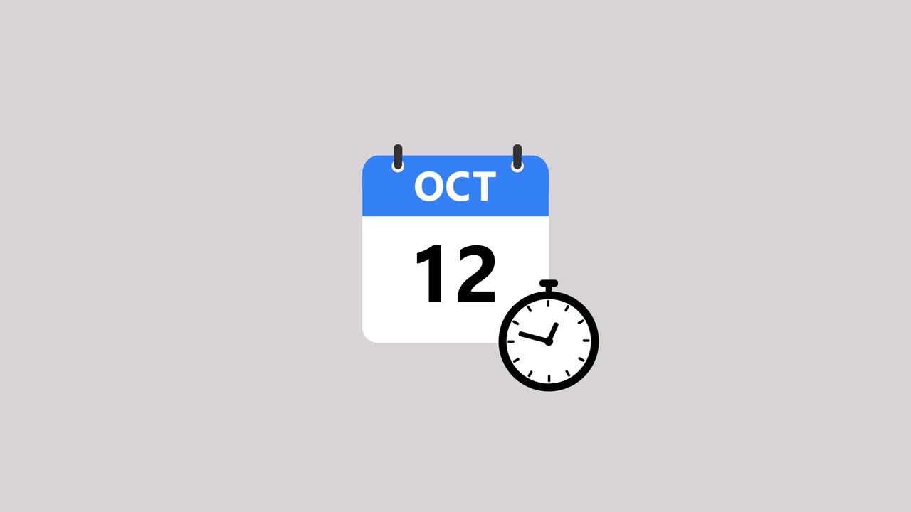 October Calendar Dates with Clock