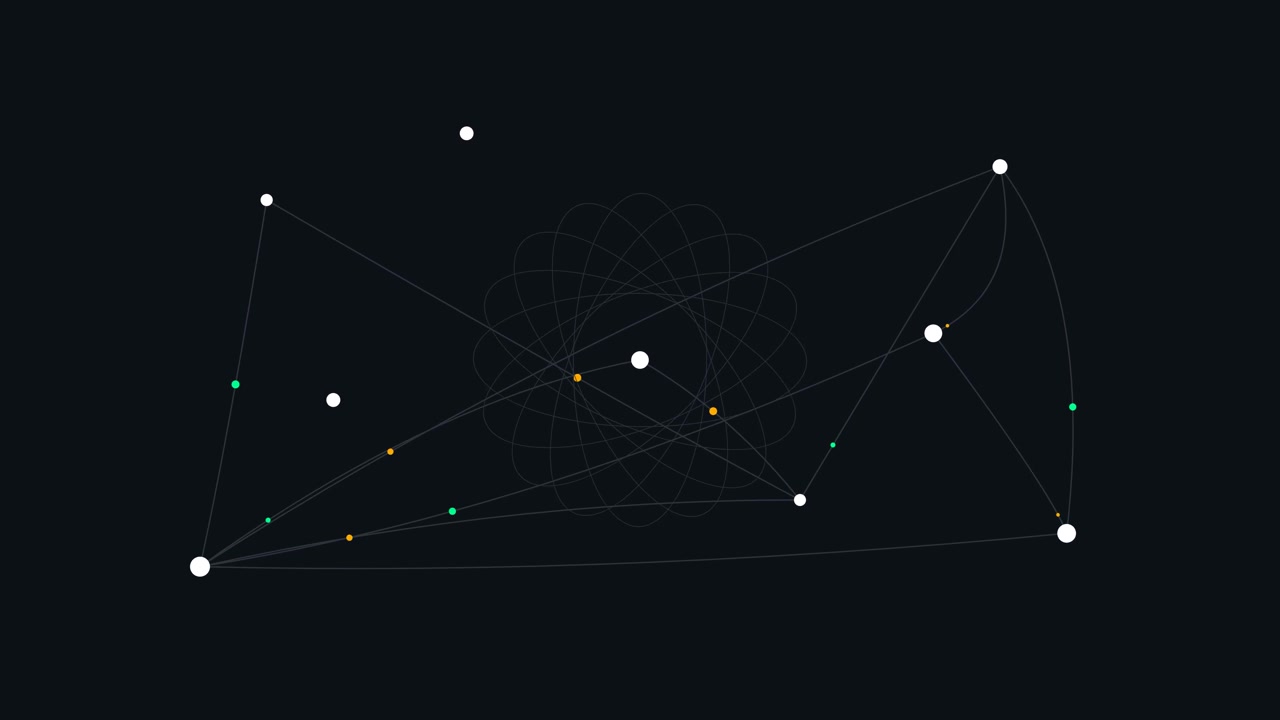 Abstract Digital Network Animation with Rotating Orbital Structure