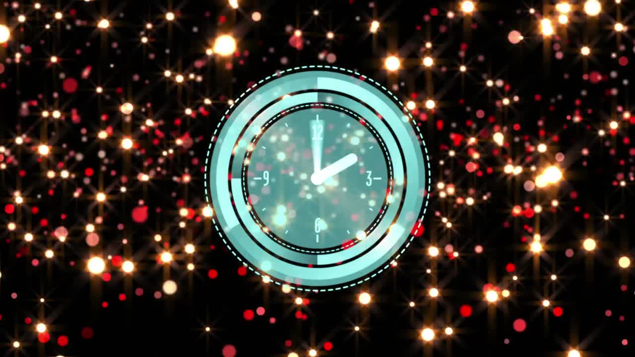 輝くライトの上で時計のアニメーション